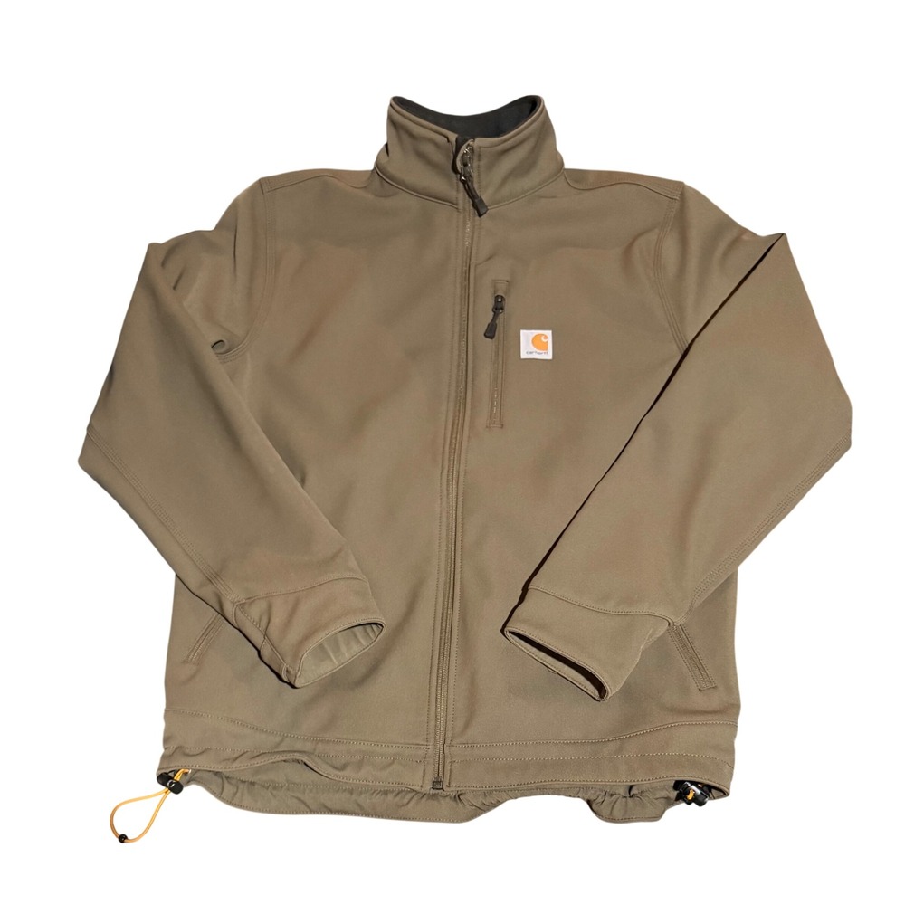 Carhartt Crowley Softshell Jacket Mens M Brown Full Zip Fleece Lined